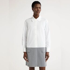 Scoop NYC 97% Cotton Women’s Small 4-6 White Gray Structured Blazer Mini Dress